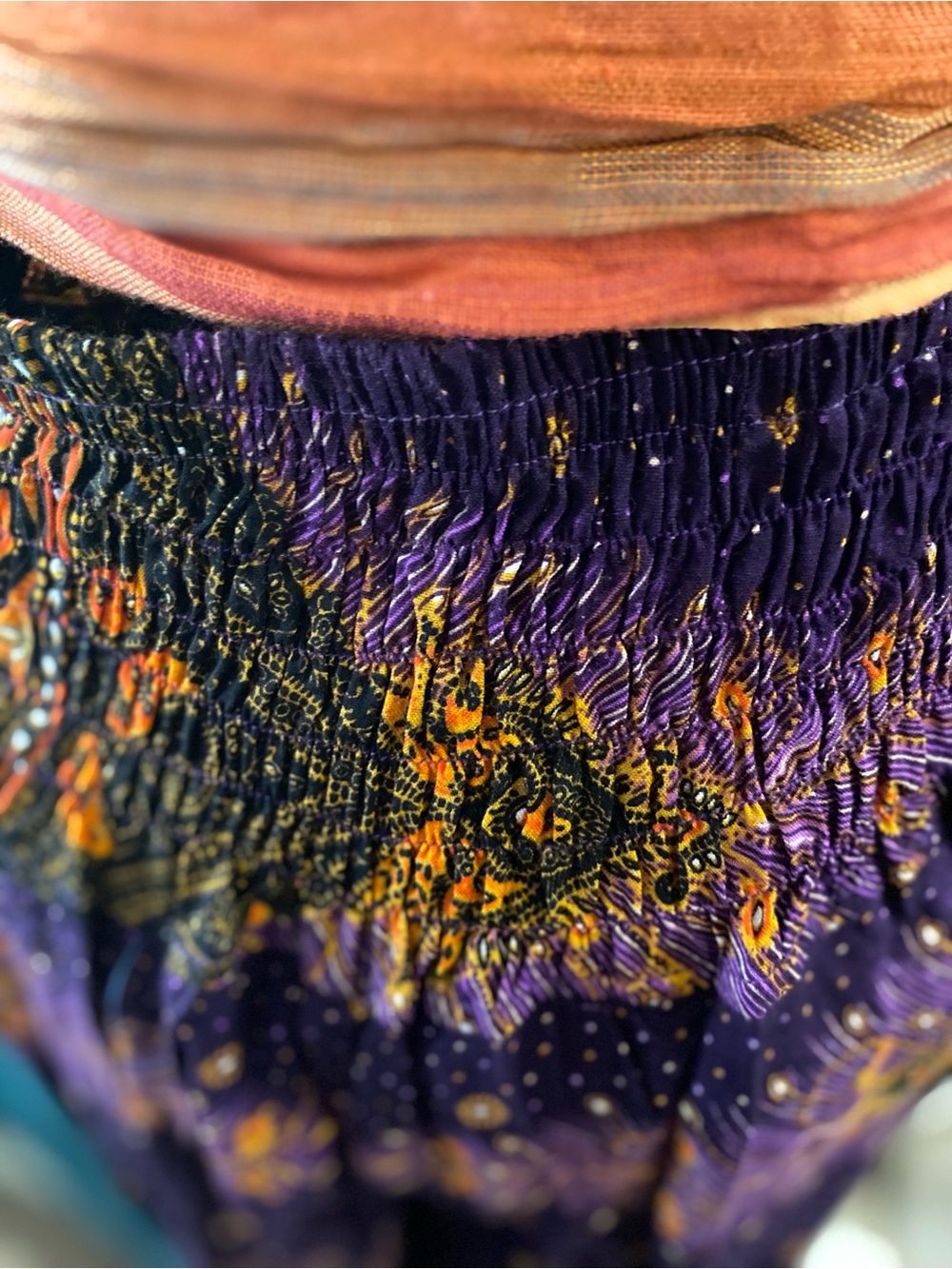 Tansy Bohemian Wide Leg Pants in Purple and Orange - Picture 6 of 13